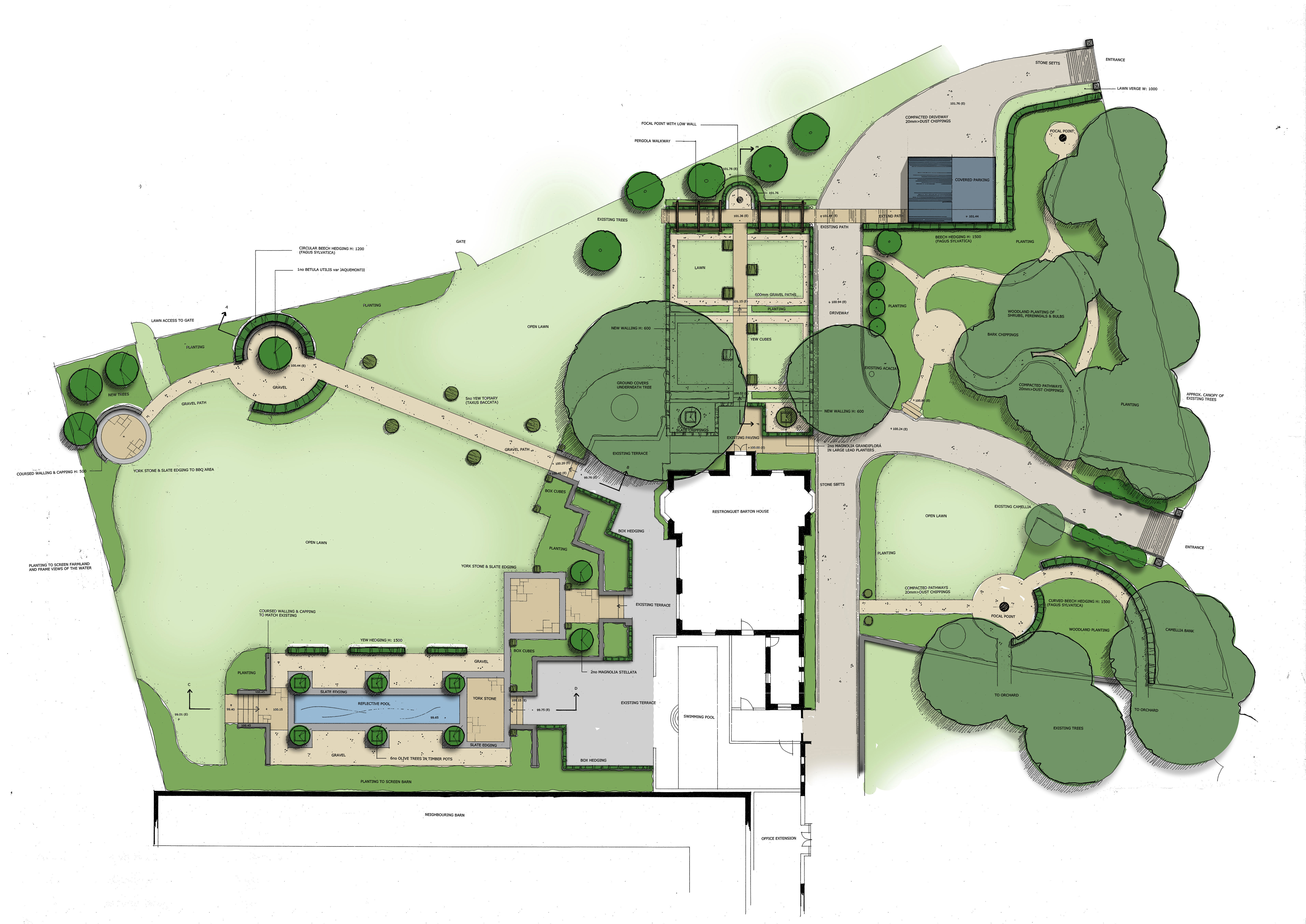 6622x4687 garden design process zelkova design - Garden Design Drawing