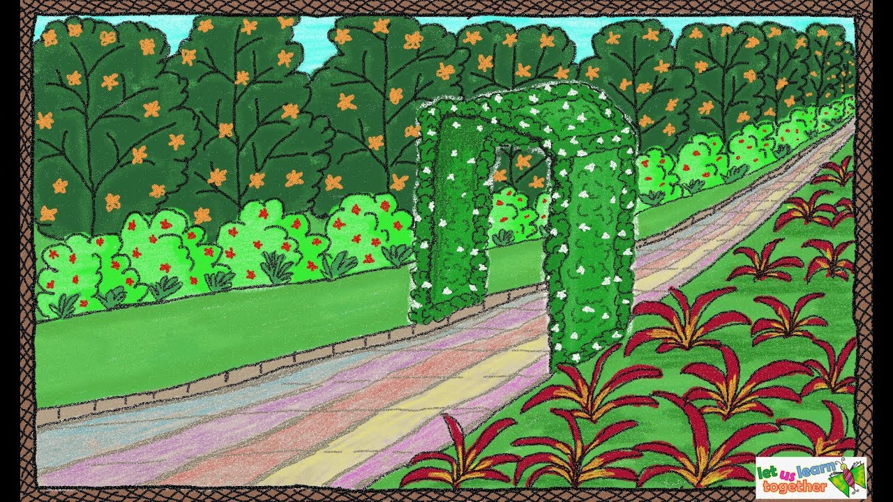 1280x720 Drawing A Simple Garden How To Draw A Garden Drawing For Kids - Garden Drawing