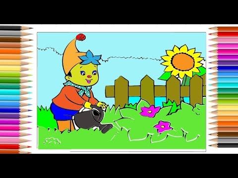 480x360 How To Draw Flower Garden For Kids Draw Graden For Children - Garden Drawing For Kids