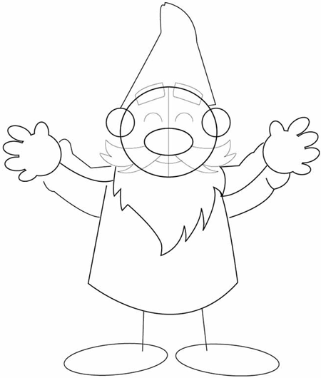 450x530 How To Draw Cartoon Gnomes Step - Garden Gnome Drawing