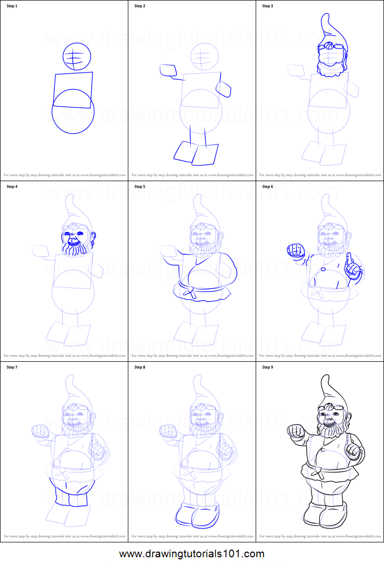 751x1110 How To Draw Garden Gnome Printable Step - Garden Gnome Drawing