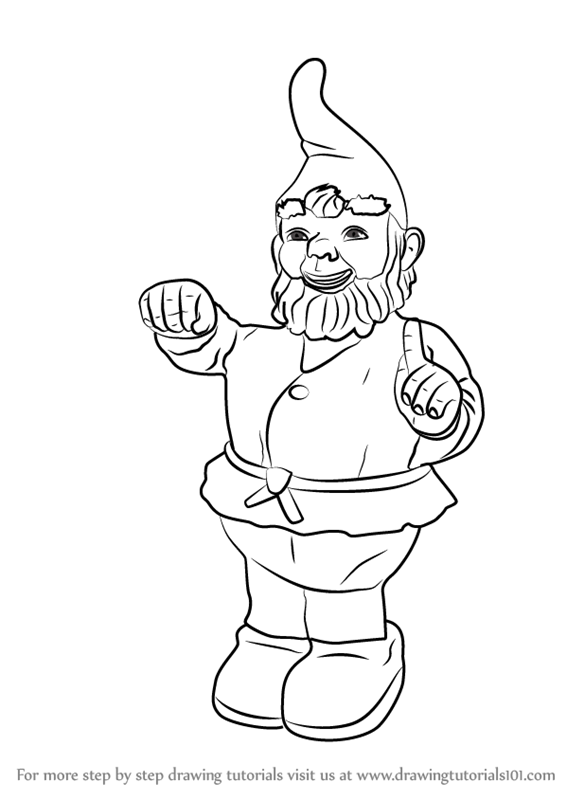 566x800 Learn How To Draw Garden Gnome - Garden Gnome Drawing