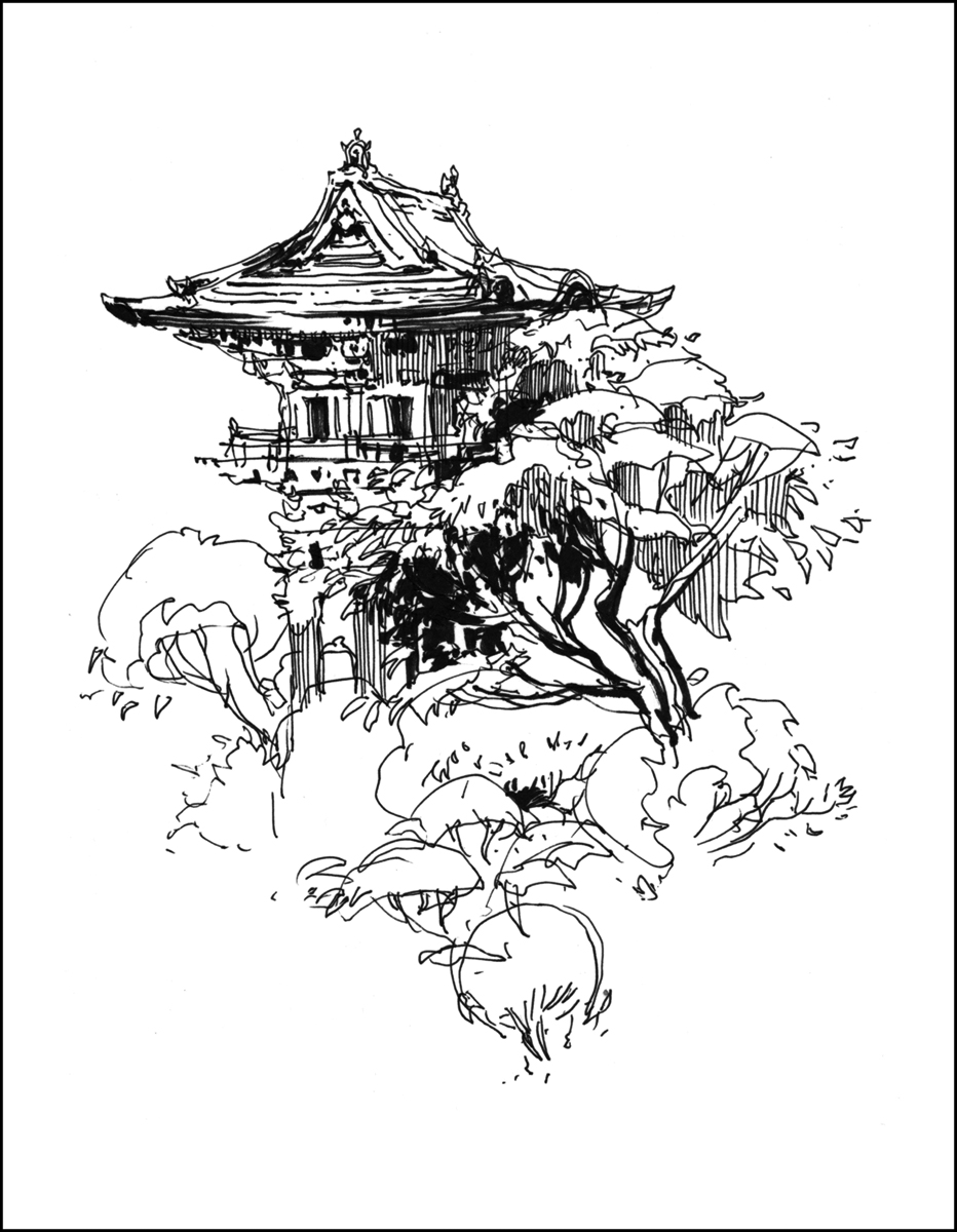 932x1200 more from the japanese garden citizen sketcher - Garden Line Drawing