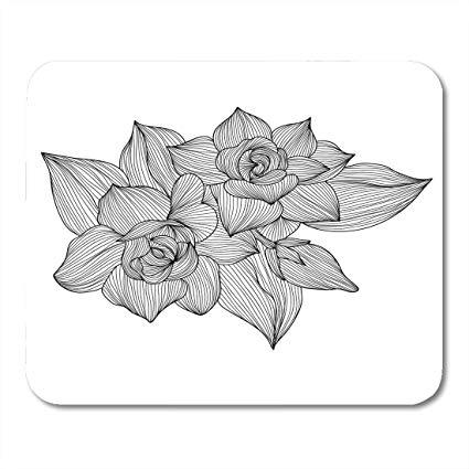 425x425 nakamela mouse pads abstract drawn elegant gardenia - Gardenia Flower Drawing