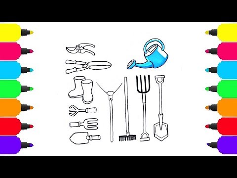 480x360 garden set drawing for kids how to draw garden tools art - Gardening Tools Drawing