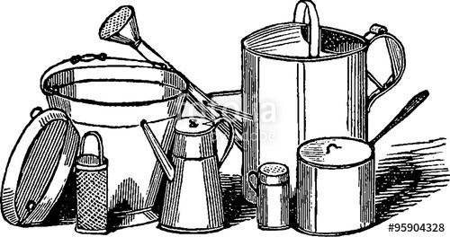 500x264 vintage drawing gardening tools stock photo and royalty free - Gardening Tools Drawing