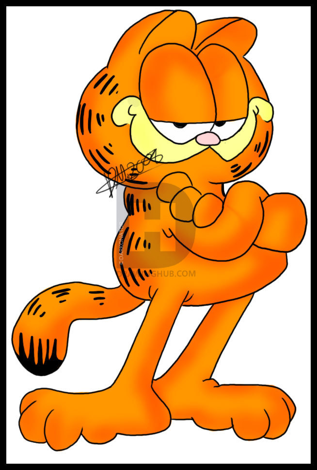 654x969 How To Draw Garfield, Step - Garfield Drawing