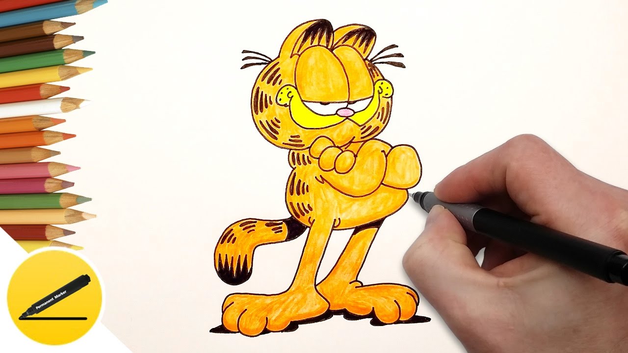 1280x720 How To Draw A Cat Garfield Step - Garfield Drawing