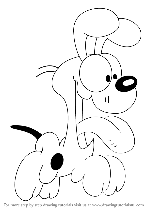 597x846 Learn How To Draw Odie From Garfield - Garfield Drawing