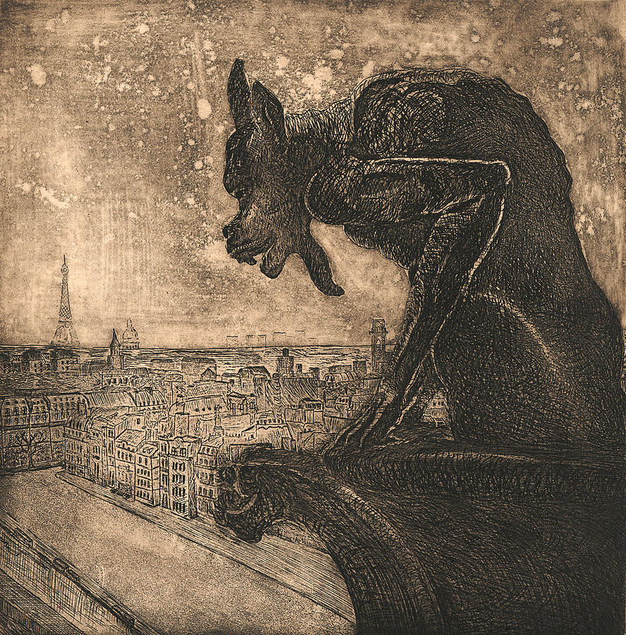 887x900 Gargoyle Drawing - Gargoyle Drawing