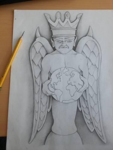 375x500 Gargoyle King Drawing - Gargoyle Drawing