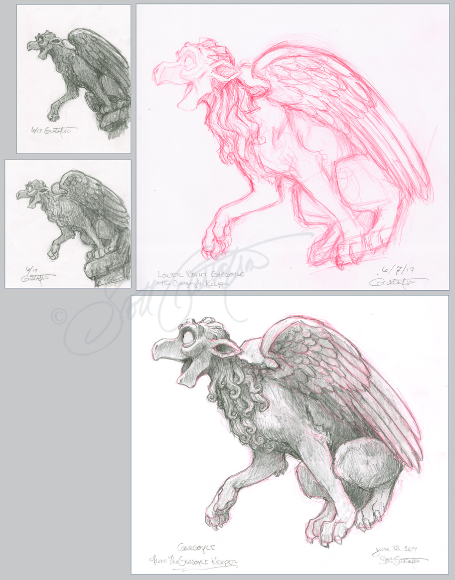 913x1163 lower right gargoyle - Gargoyle Drawing