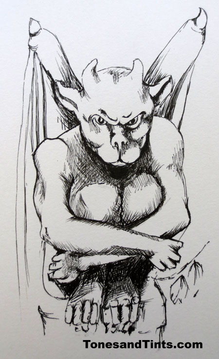 450x739 Everyday Matters Drawing Challenge Tonesandtints - Gargoyle Drawing