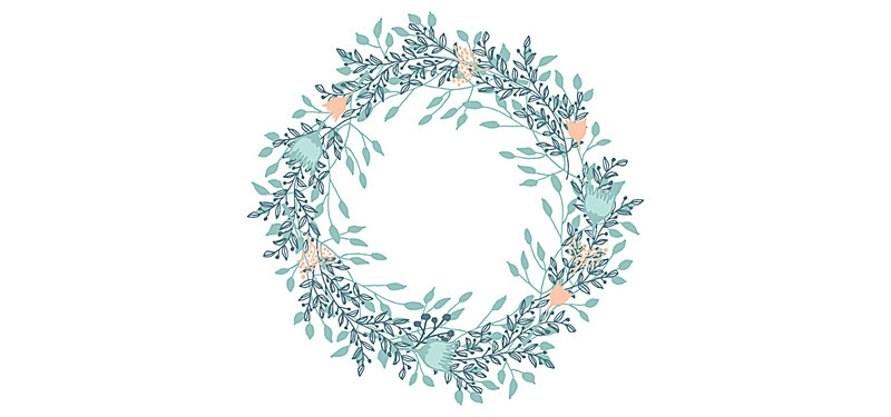 800x375 drawing small fresh flower garland, watercolor, wreath, plain - Garland Drawing