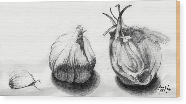 628x352 garlic drawing wood print - Garlic Drawing