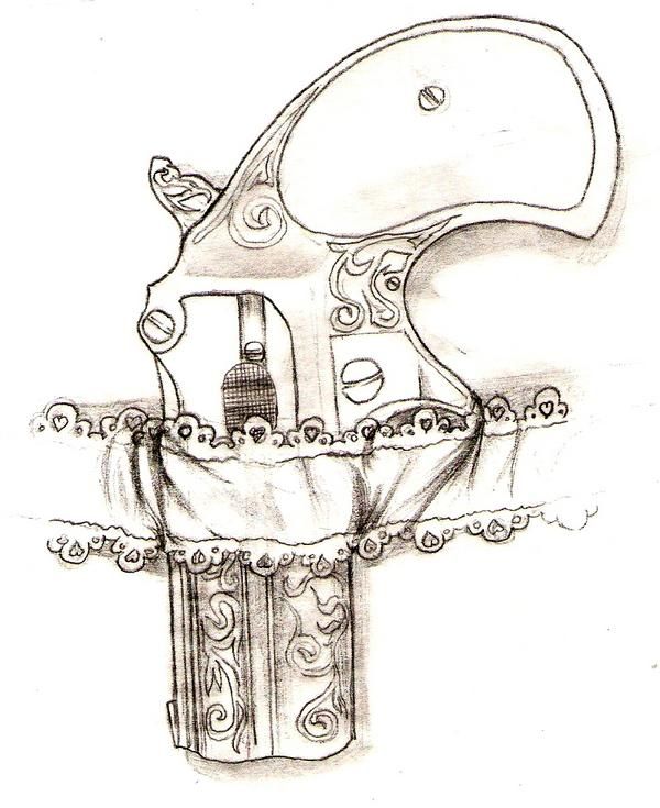 600x735 image detail for derringer shot pistol sketch with garter belt - Garter Drawing