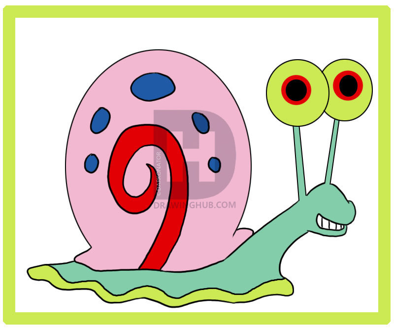 800x669 How To Draw Gary The Snail From Spongebob Squarepants, Step - Gary Drawing