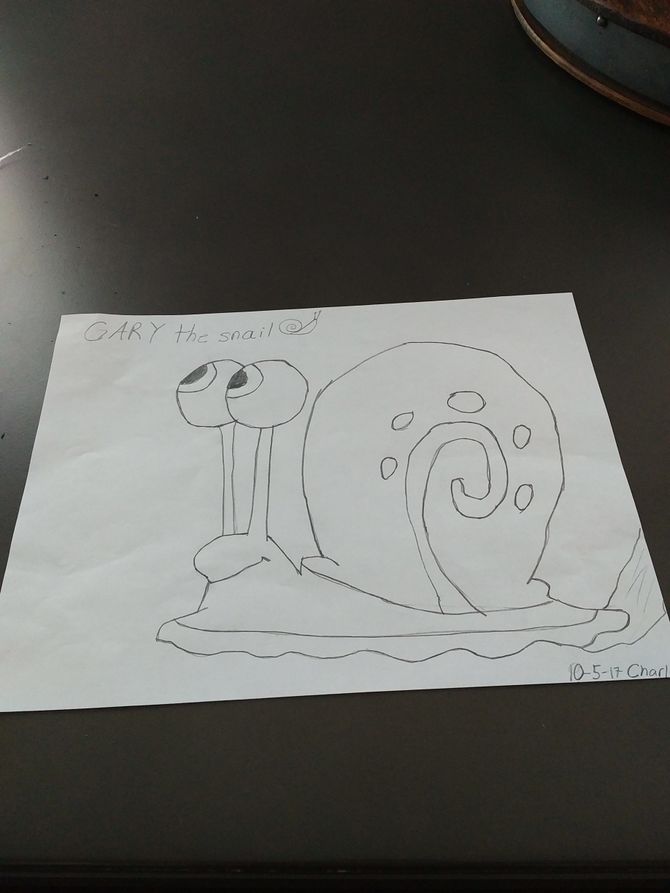 670x893 How To Draw Gary The Snail From Spongebob Squarepants Steps - Gary The Snail Drawing