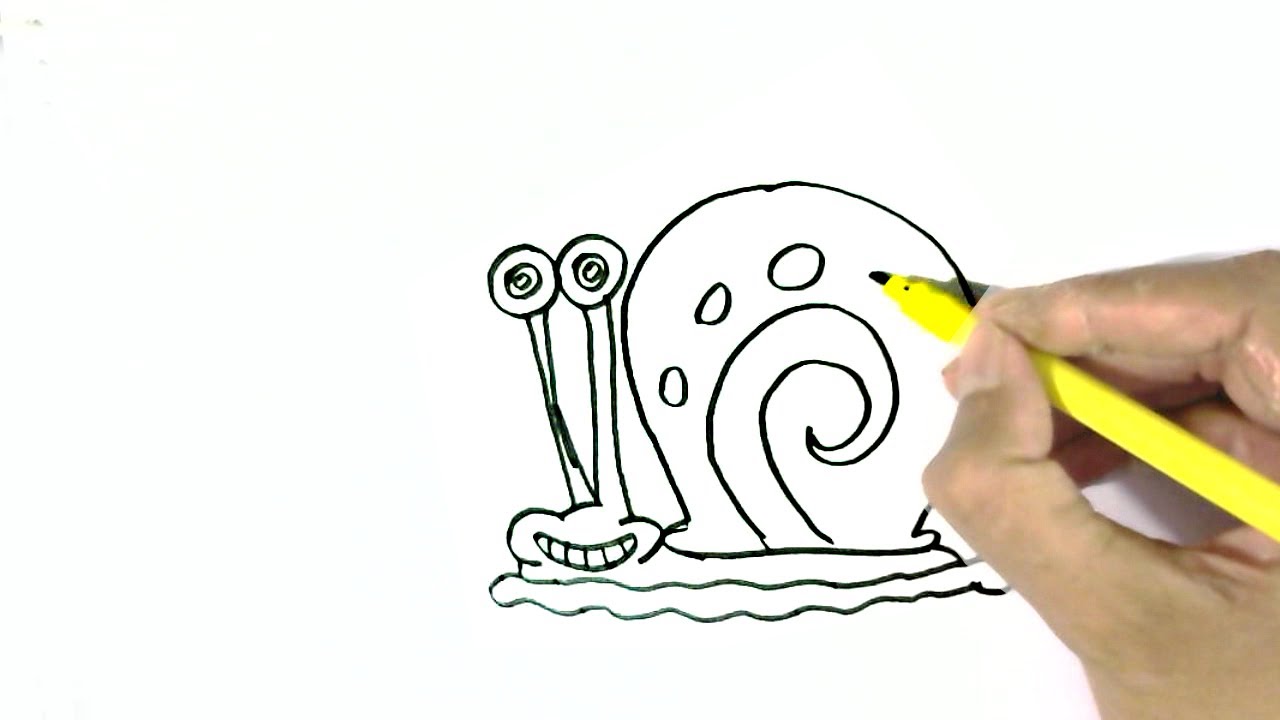 1280x720 How To Draw Gary The Snail Spongebob Squarepants Easy Steps - Gary The Snail Drawing