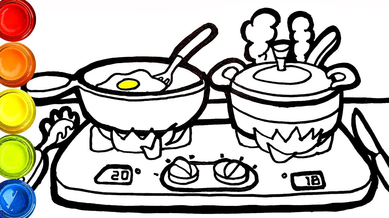 1280x720 cooking gas stove drawing and coloring for kids learn colors - Gas Drawing