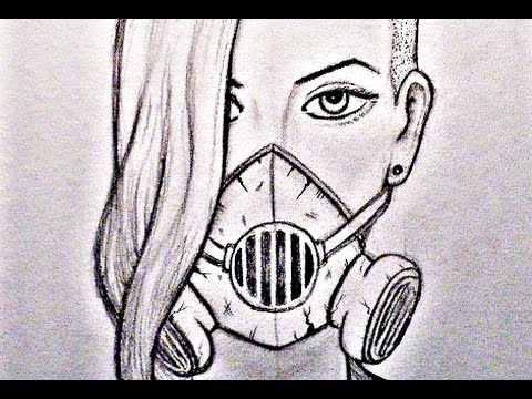 480x360 Drawing Gas Mask Girl - Gas Drawing