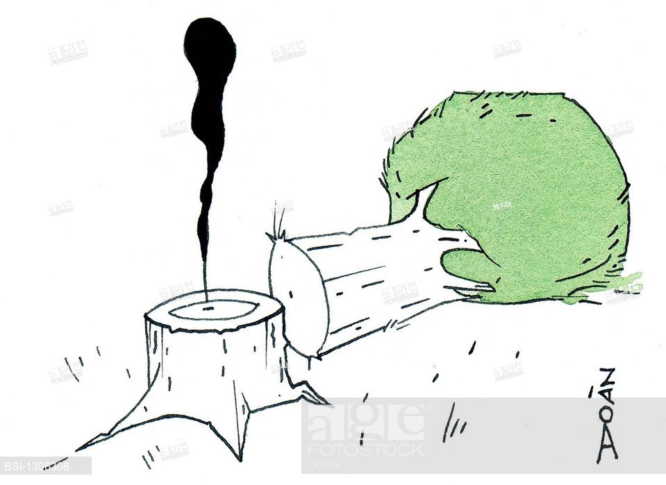 959x699 Drawing On Deforestation And Greenhouse Gas, Stock Photo, Picture - Gas Drawing