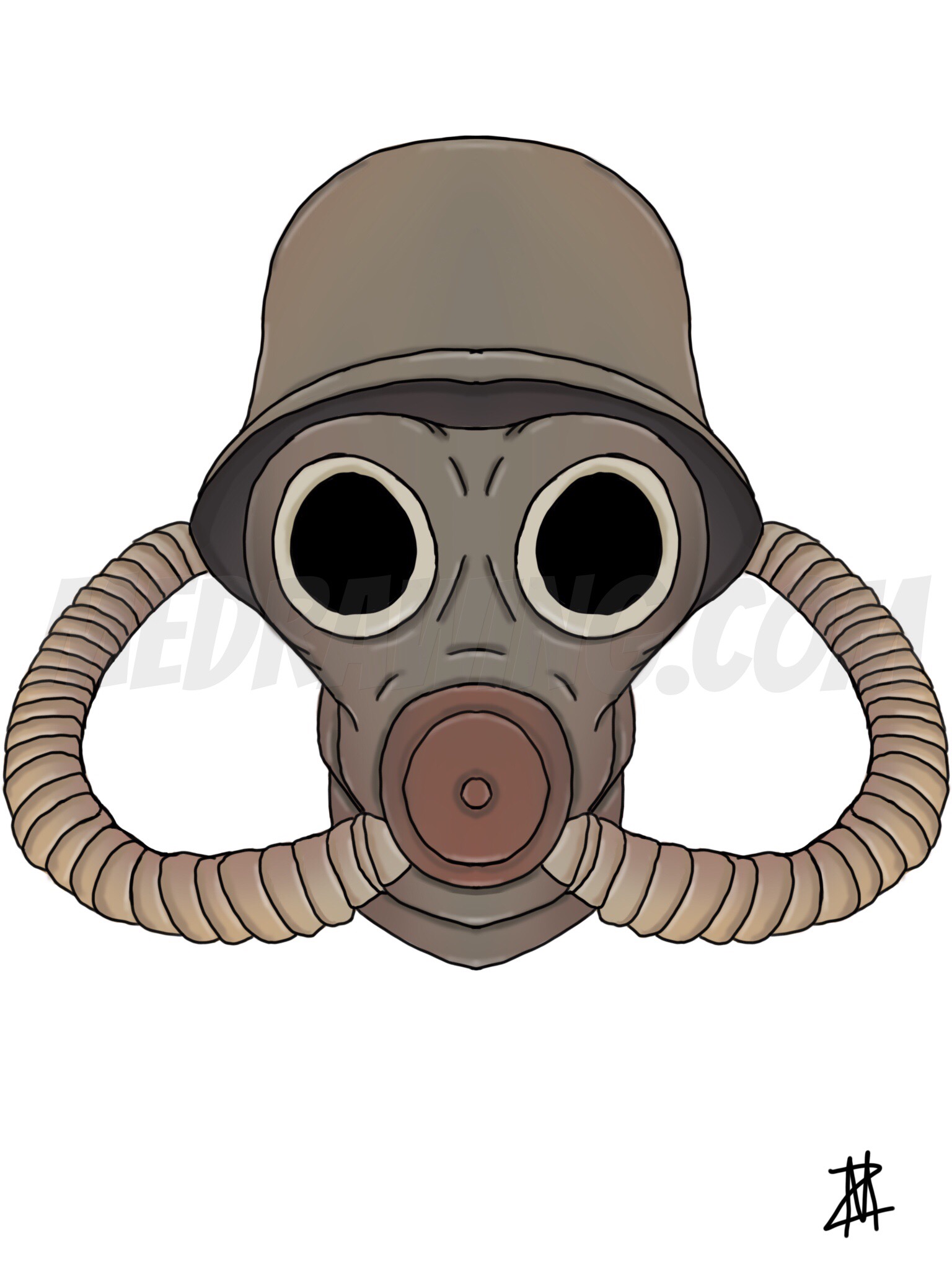 1536x2048 Gas Mask Colored Drawing - Gas Mask Drawing