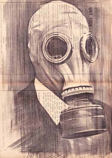 375x530 Gas Mask Drawings For Sale Saatchi Art - Gas Mask Drawing