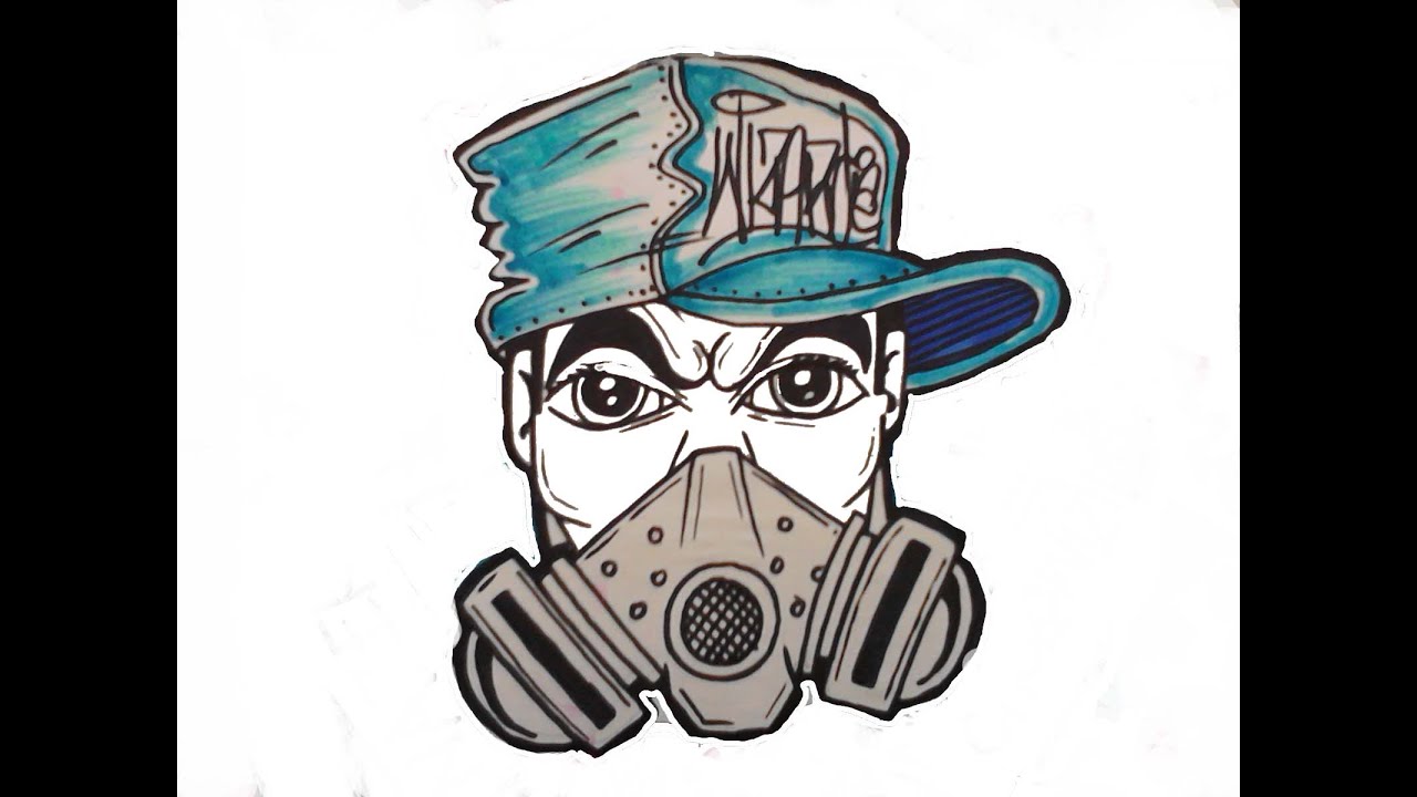 1280x720 Drawing A Gas Mask Character With Spraycans - Gas Mask Drawing
