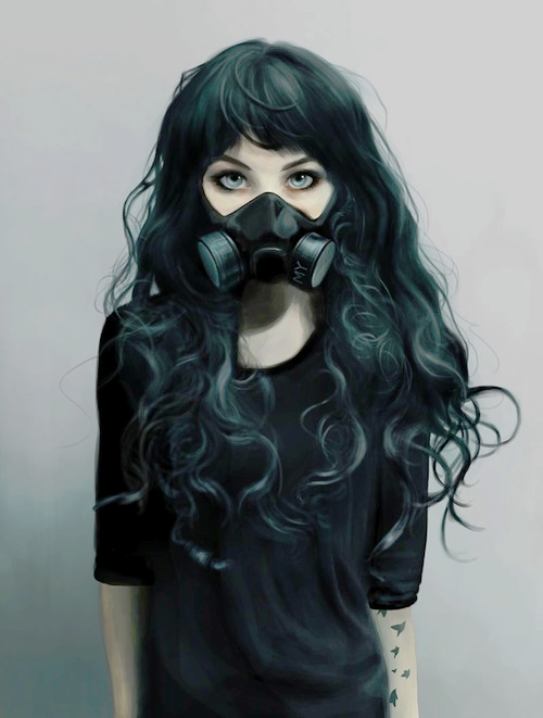500x661 Mask Art Tumblr Art - Gas Mask Drawing Tumblr
