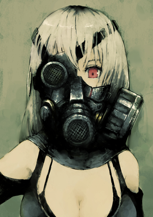 500x708 Drawn Gas Mask Female - Gas Mask Girl Drawing