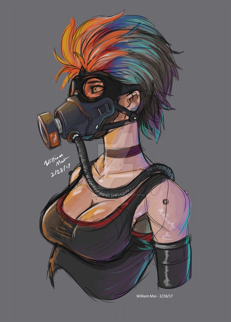 758x1054 Gas Mask Girl - Gas Mask Girl Drawing