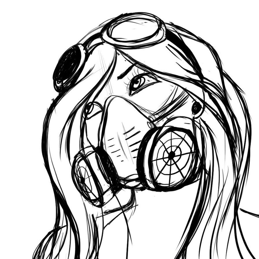 894x894 Gas Mask Girl - Gas Mask Girl Drawing