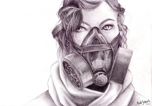 640x449 gas mask girl drawing with a sci fi eye twist art heidi - Gas Mask Girl Drawing