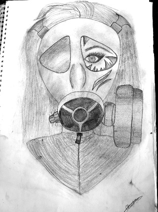 320x427 Gas Mask - Gas Mask Girl Drawing