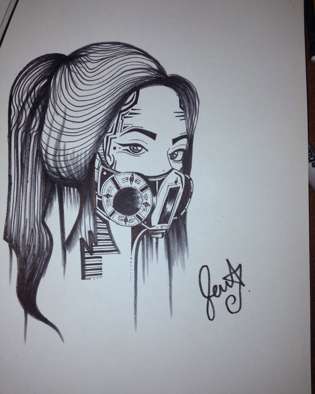 1024x1280 Image In Girls Collection - Gas Mask Girl Drawing