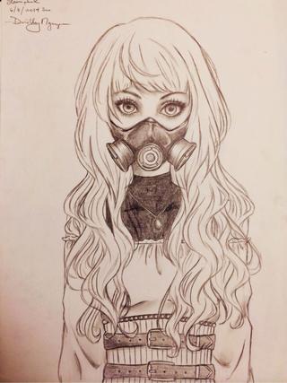 320x427 Liked Drawings - Gas Mask Girl Drawing