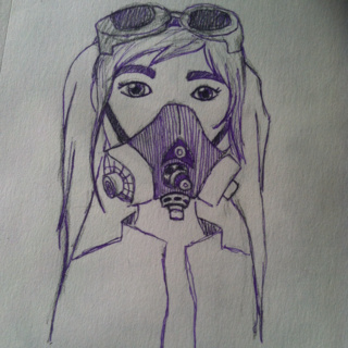 320x320 Quick Minute Gas Mask Girl Sketch - Gas Mask Girl Drawing