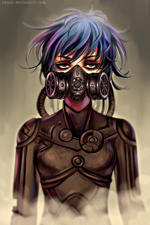500x750 Anime Girl Gas Mask Sketch - Gas Mask Girl Drawing