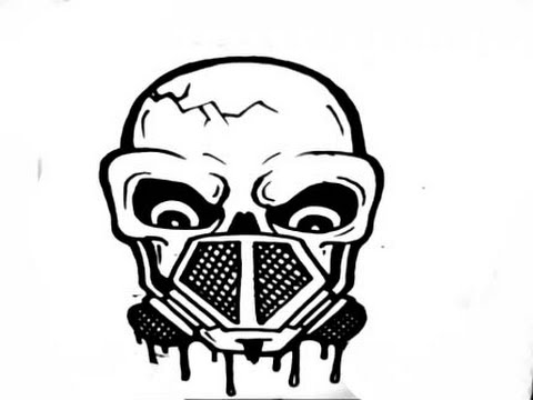 480x360 How To Draw A Skull With A Gas Mask - Gas Mask Skull Drawing