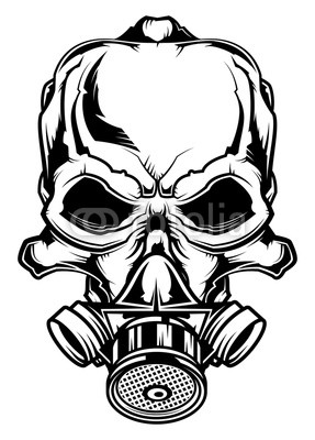 287x400 Monochrome Illustration Of Skull - Gas Mask Skull Drawing