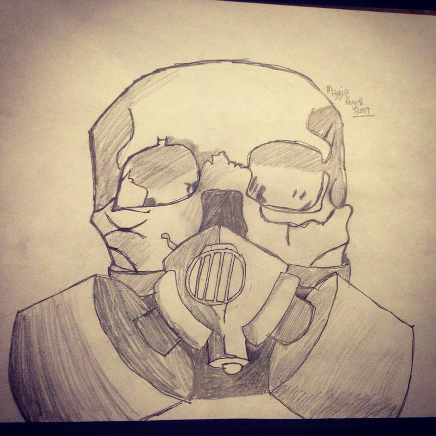 894x894 Drawing Of A Skull W A Gas Mask - Gas Mask Skull Drawing