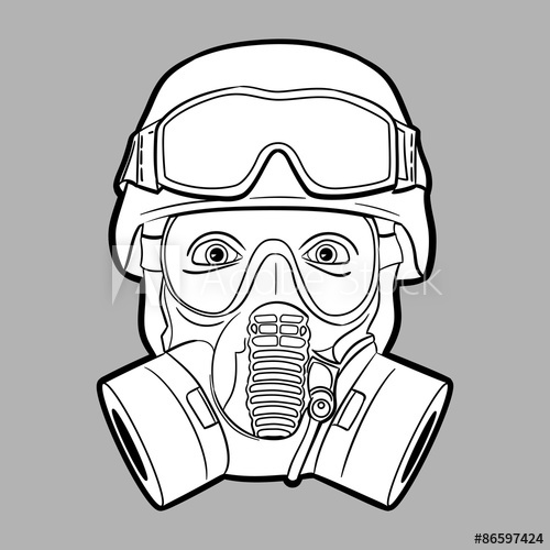 500x500 Gas Mask Soldier - Gas Mask Soldier Drawing