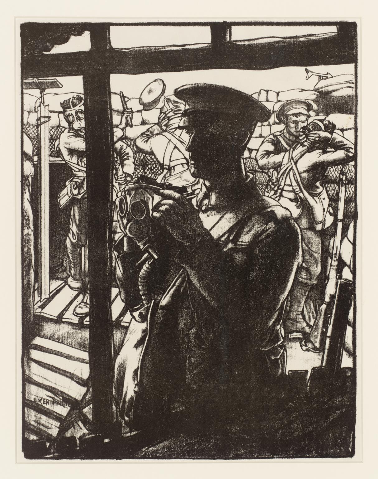 1214x1536 Making Soldiers The Gas Mask', Eric Kennington, Tate - Gas Mask Soldier Drawing