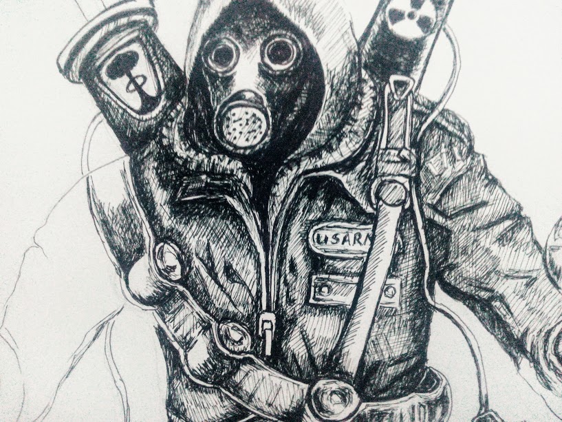 817x613 apocalypse soldier steemit - Gas Mask Soldier Drawing