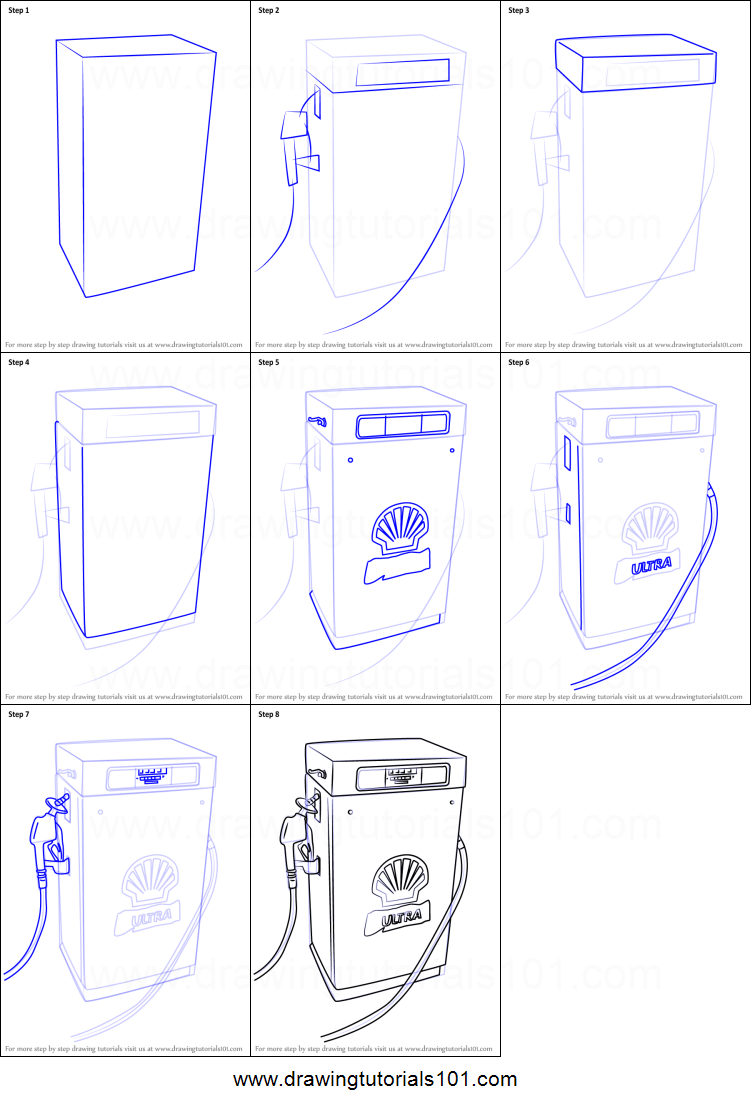 751x1107 how to draw a gas pump printable step - Gas Pump Drawing