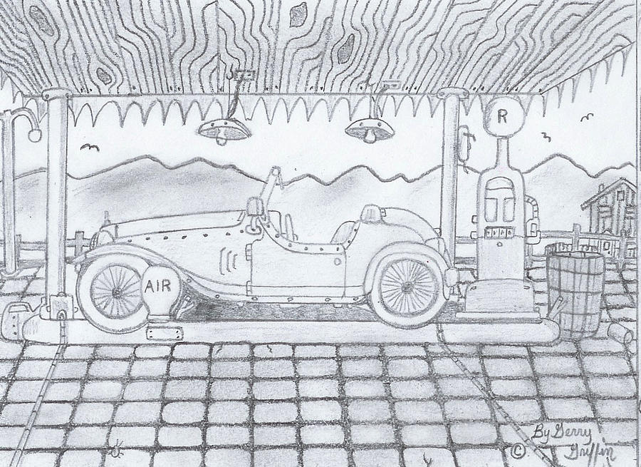 900x655 pebble stone gas station drawing - Gas Station Drawing
