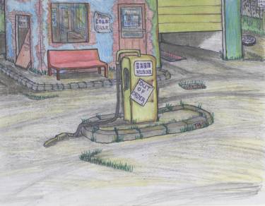 375x292 The Gas Station Drawing - Gas Station Drawing