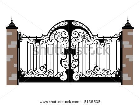 450x337 ornate smart forged iron gate accurate drawing sketch of editable - Gate Drawing