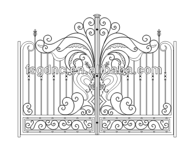 600x473 wrought iron sliding gate drawing - Gate Drawing